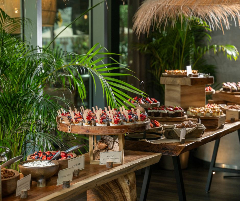Dessert buffet with berries at RosaNegra Miami brunch in Brickell