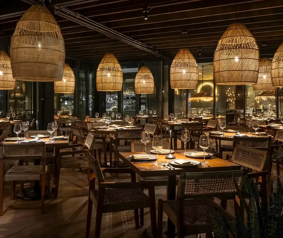 Open-air terrace dining area at Rosa Negra Miami