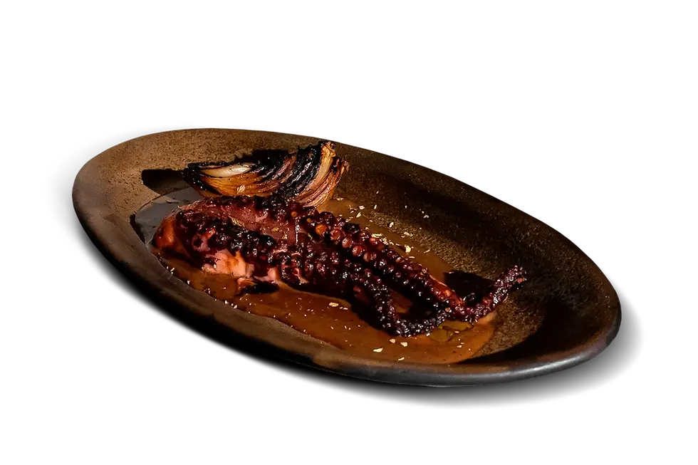 pulpo crujiente con salsa de chipotle balsámico